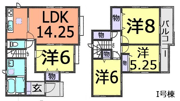 Floor plan. (I Building), Price 26,800,000 yen, 4LDK, Land area 140.29 sq m , Building area 94.39 sq m