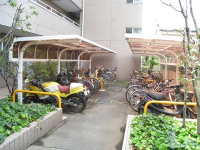 Other common areas. Bicycle parking lot with a roof on site