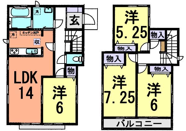 Floor plan. 23.8 million yen, 4LDK, Land area 100.31 sq m , Building area 93.56 sq m