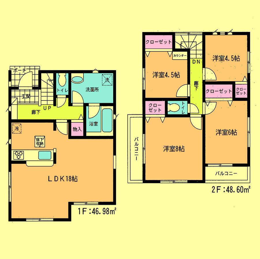 Floor plan. 31,800,000 yen, 4LDK, Land area 94.05 sq m , Building area 95.58 sq m located view in addition to this, It will be provided by the hope of design books, such as layout. 