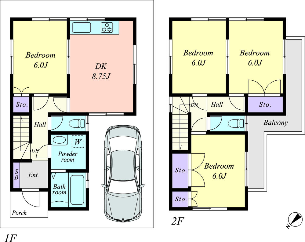 Building plan example (floor plan). Building plan example building price 12 million yen, Building area 83.22 sq m