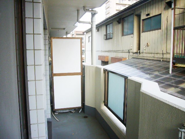 Balcony. Balcony part is also bright because there is a space between the building.