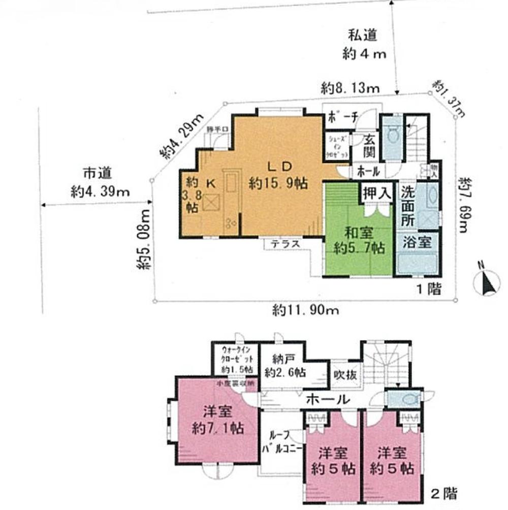 Floor plan. 43,500,000 yen, 4LDK + S (storeroom), Land area 95.81 sq m , Building area 100.3 sq m