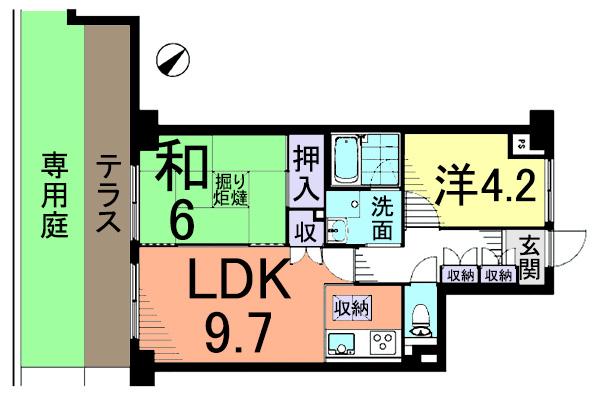Floor plan. 2LDK, Price 10.8 million yen, Occupied area 50.38 sq m , Balcony area 6.16 sq m