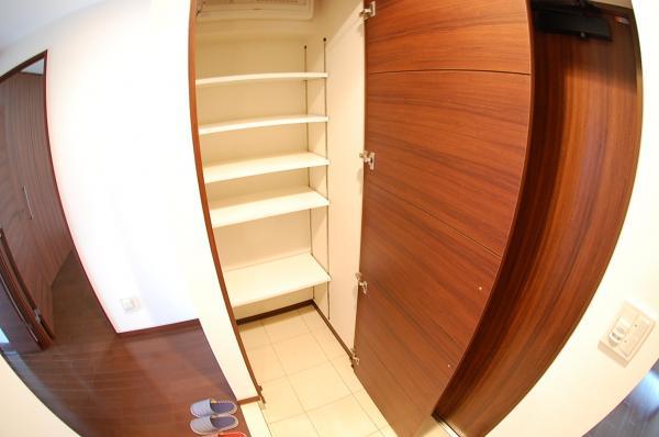 Entrance. Large front door storage