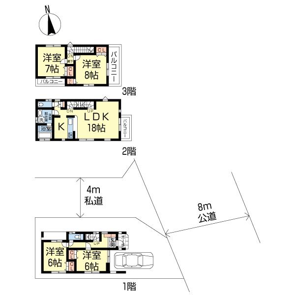 Floor plan. 30,800,000 yen, 3LDK, Land area 72.46 sq m , Building area 116.44 sq m