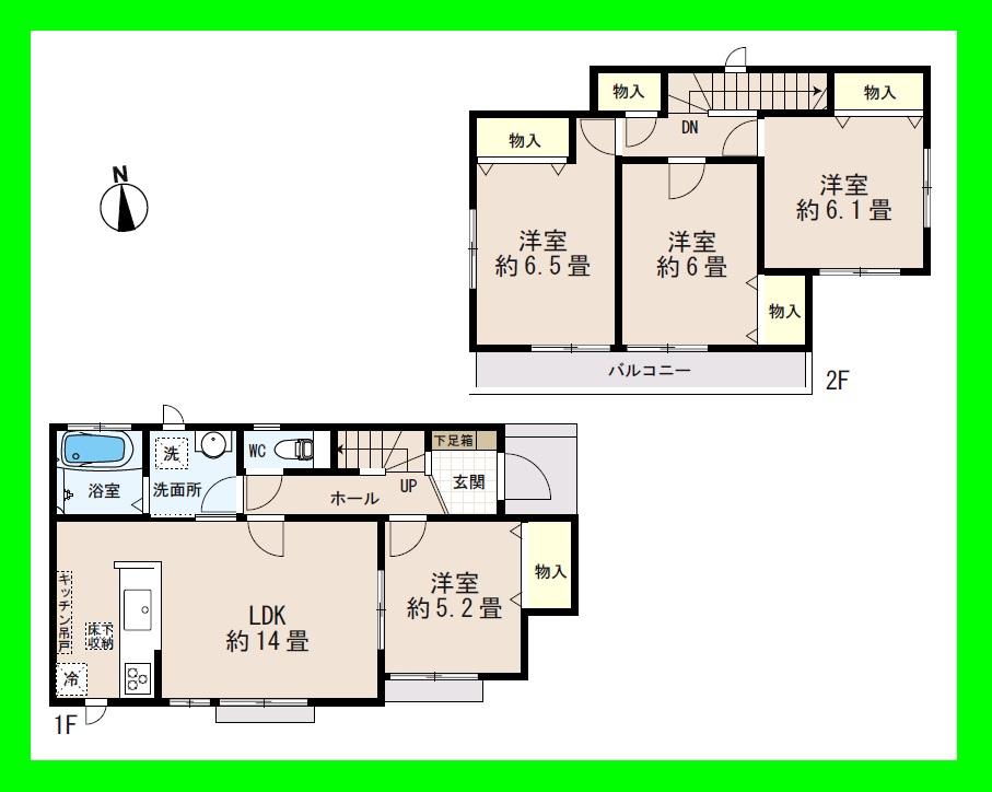Floor plan. (Araijuku C Building), Price 23.8 million yen, 4LDK, Land area 119.93 sq m , Building area 95.84 sq m