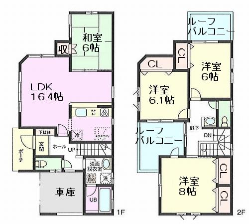 Floor plan. (1 Building), Price 39,800,000 yen, 4LDK, Land area 94 sq m , Building area 111.89 sq m