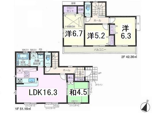 Floor plan. 25,800,000 yen, 4LDK, Land area 92.72 sq m , Building area 93.55 sq m