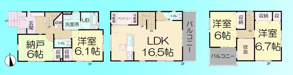 Floor plan. 30,800,000 yen, 3LDK + S (storeroom), Land area 100.73 sq m , Building area 105.35 sq m