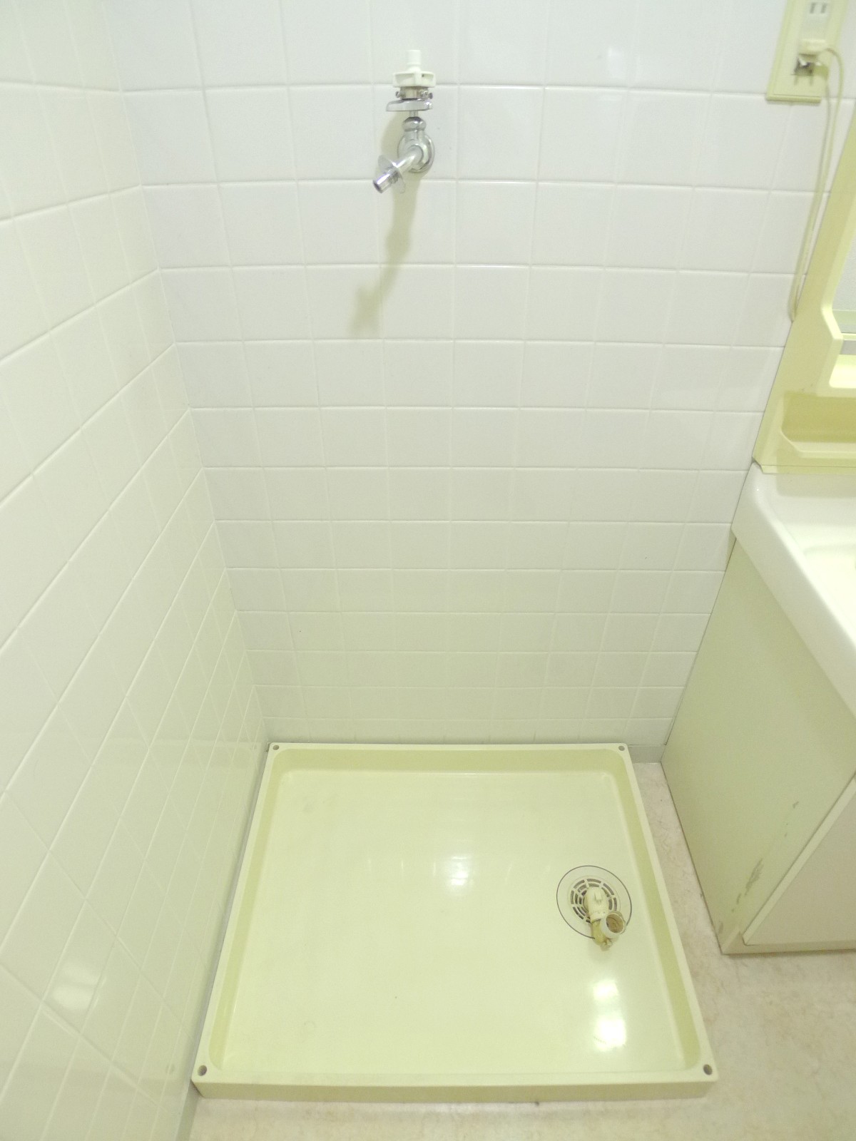 Washroom. Washing machine in the room