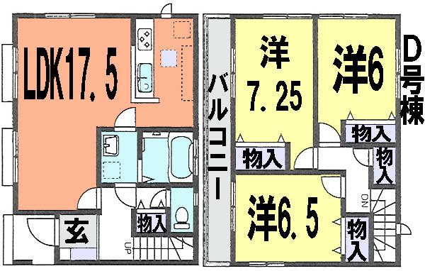 Floor plan. (D Building), Price 28.8 million yen, 3LDK, Land area 117.49 sq m , Building area 88.39 sq m