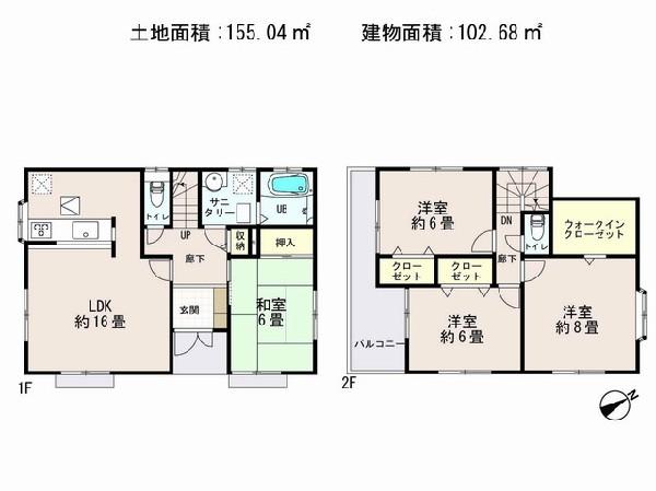 Floor plan. 25,800,000 yen, 4LDK, Land area 155.04 sq m , Priority to the present situation is if it is different from the building area 102.68 sq m drawings