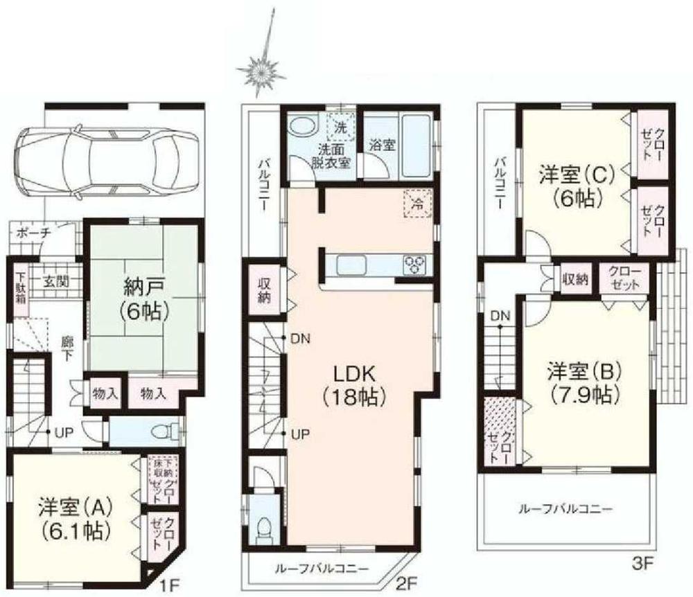 Floor plan. 32,800,000 yen, 4LDK, Land area 99.31 sq m , Taken between the building area 123.99 sq m 2 Building