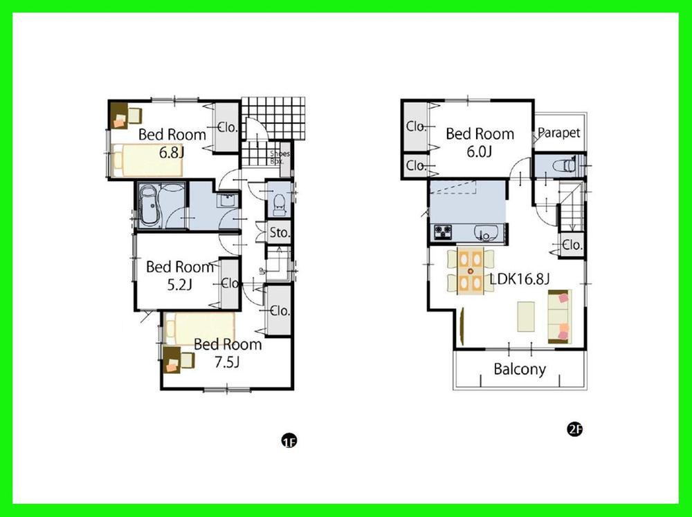 Floor plan. (C Building), Price 29,800,000 yen, 4LDK, Land area 103.49 sq m , Building area 97.3 sq m