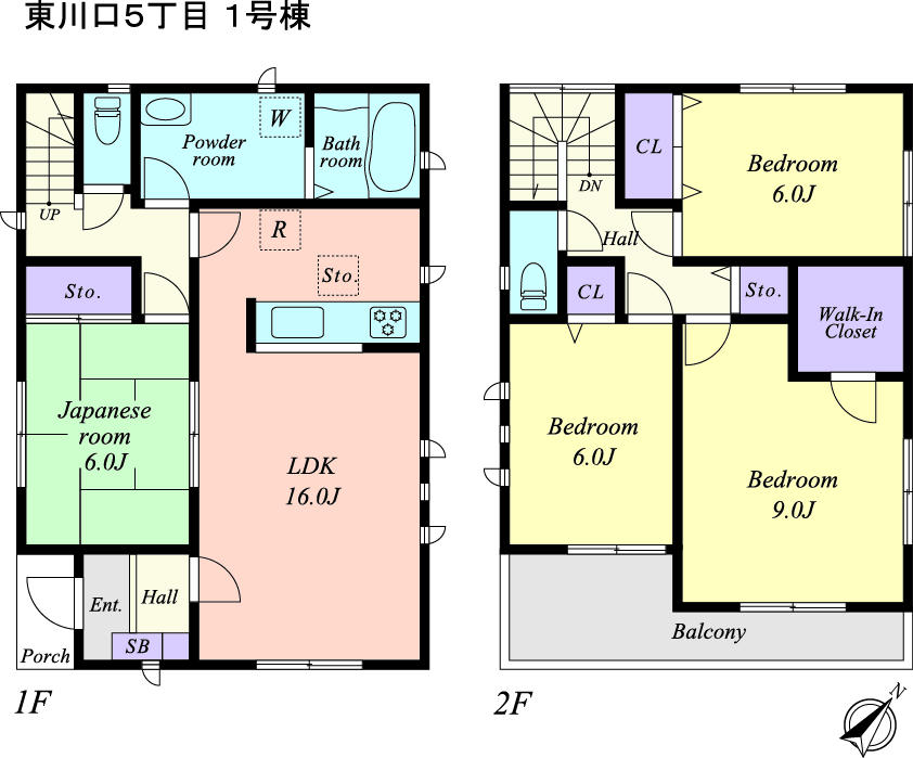 Floor plan. (1 Building), Price 40,800,000 yen, 4LDK, Land area 132.53 sq m , Building area 105.99 sq m