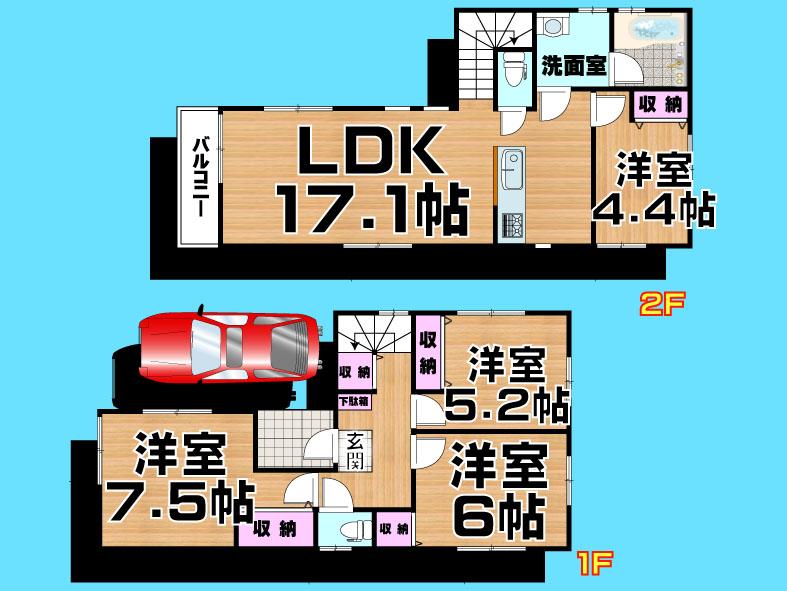 Floor plan. 24,800,000 yen, 4LDK, Land area 84.28 sq m , Building area 91.91 sq m  , Yes Car space ◆  Weekdays, It is possible your visit. Contact us, Free dial  [ 0120-40-4771 ]  Until. Nearby properties also will introduce. First, Please contact us