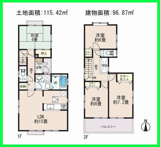 Floor plan. (4 Building), Price 31,800,000 yen, 4LDK, Land area 115.42 sq m , Building area 96.87 sq m