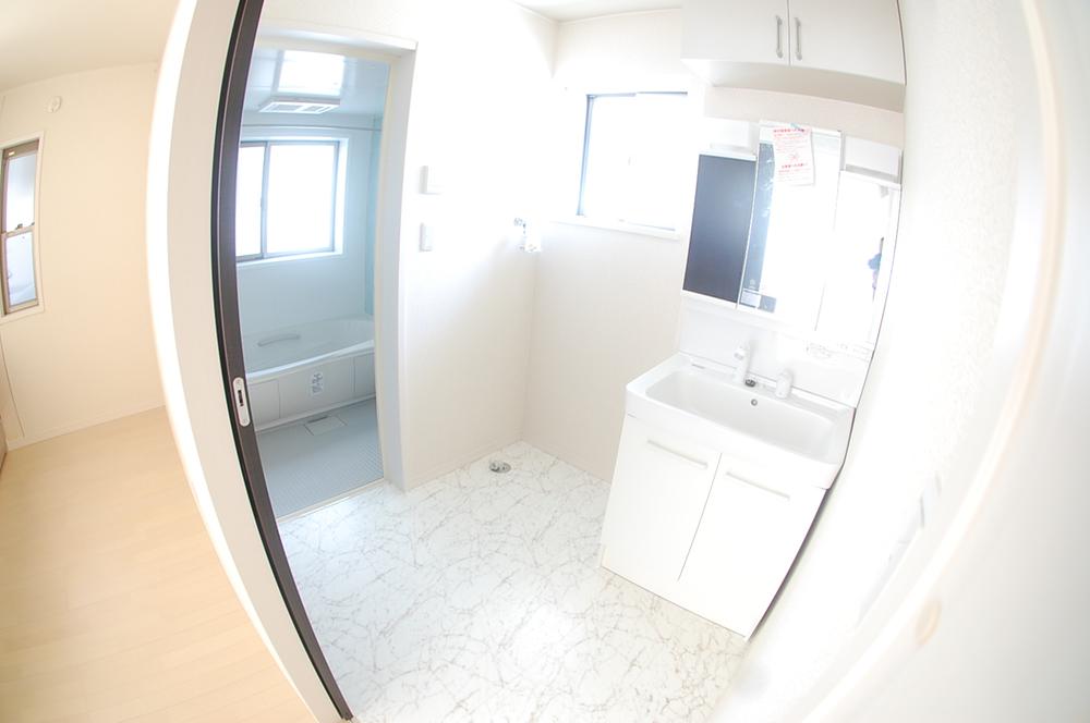 Wash basin, toilet. Wash basin with a shower of big success in the morning of the dressing