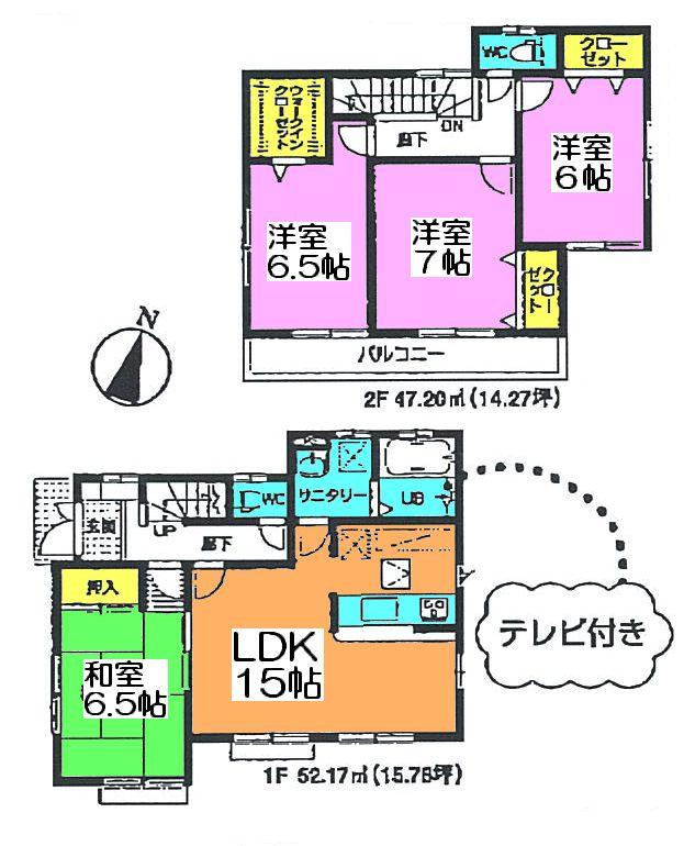 Floor plan. (3 Building), Price 25,800,000 yen, 4LDK, Land area 163.63 sq m , Building area 99.37 sq m