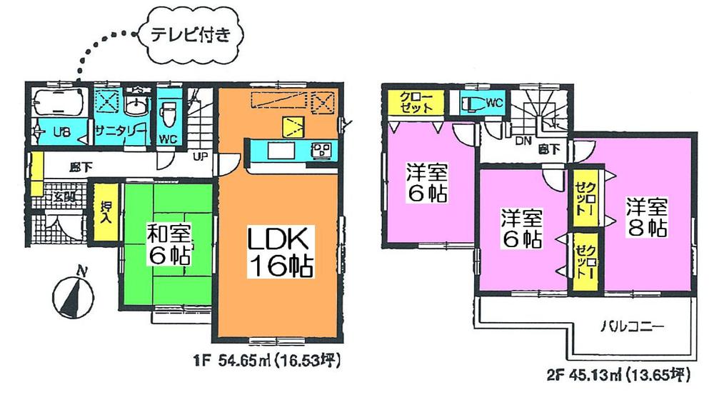 Floor plan. (6 Building), Price 26,800,000 yen, 4LDK, Land area 110.1 sq m , Building area 99.78 sq m