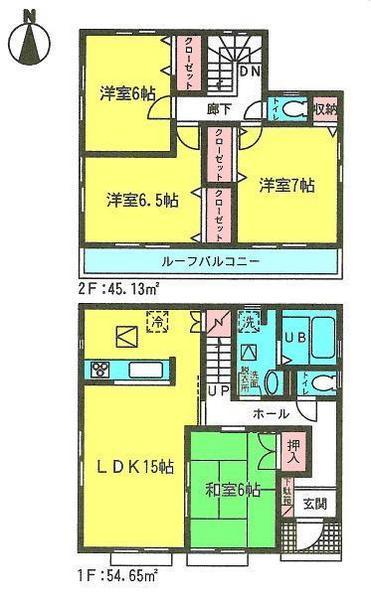 Floor plan. 27,800,000 yen, 4LDK, Land area 134.54 sq m , It usability is good at building area 99.78 sq m all room 6 quires more