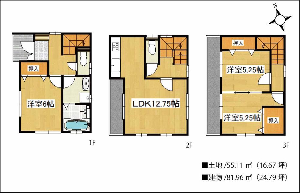 Floor plan. 21,800,000 yen, 3LDK, Land area 55.11 sq m , Building area 81.96 sq m floor plan