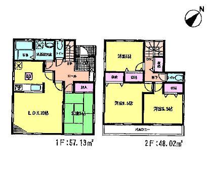 Floor plan. (Building 2), Price 29,800,000 yen, 4LDK, Land area 139.95 sq m , Building area 105.15 sq m