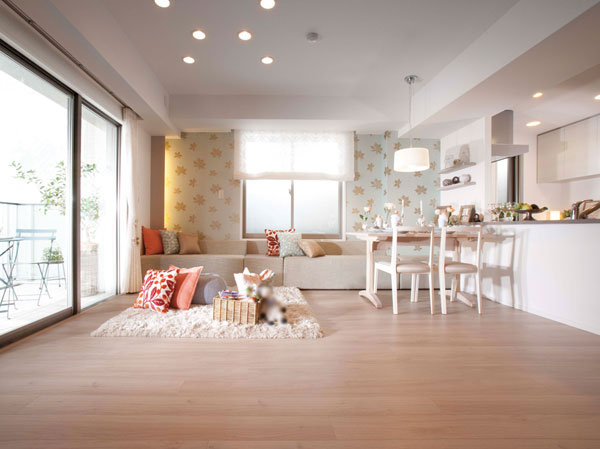 Living.  [easily, Wisely, To smart, Designed comfortable to live] To design the space in the cozy family each and every. It is the idea of ​​private space "Garden Glass Nakaaoki Kawaguchi" was stuck. (living ・ dining)