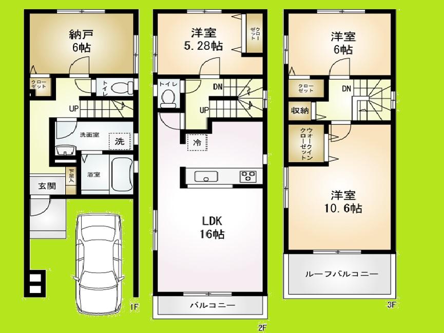 Floor plan. 30,800,000 yen, 4LDK, Land area 72.82 sq m , Building area 125.58 sq m per day boast of south roads boast of the main bedroom 10 quires more popular counter kitchen spacious Pledge LDK16 attractive same day of your tour Allowed Seiyu nearby convenient location
