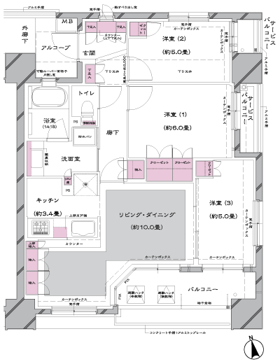 Floor: 3LDK, occupied area: 68.28 sq m, Price: 34,400,000 yen, now on sale