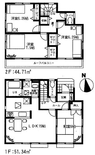 Floor plan. (Building 2), Price 27,800,000 yen, 4LDK, Land area 109.8 sq m , Building area 96.05 sq m