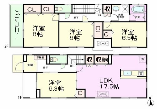 Floor plan. (Building 2), Price 44,800,000 yen, 4LDK, Land area 100 sq m , Building area 117.58 sq m