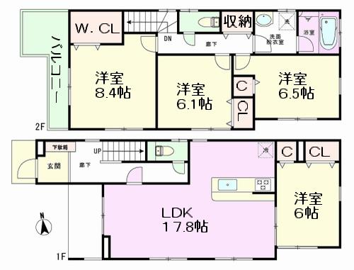 Floor plan. (4 Building), Price 44,800,000 yen, 4LDK, Land area 100 sq m , Building area 116.31 sq m