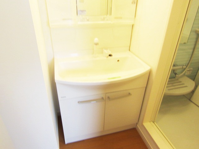 Washroom. It comes with a large independent wash basin. 