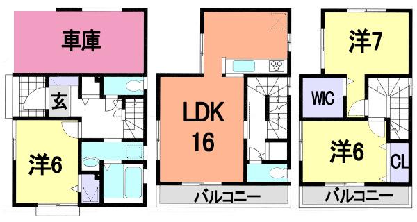 Floor plan. 22,800,000 yen, 3LDK, Land area 69.33 sq m , Building area 102.67 sq m
