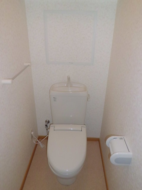 Toilet. Convenient toilet with a towel rack