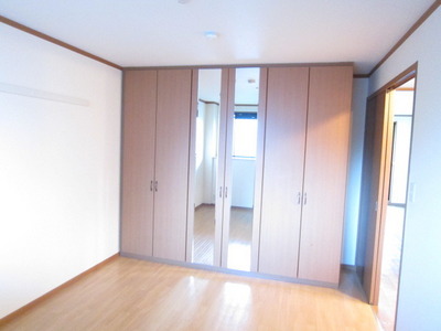Living and room. Wide storage equipped with a large mirror