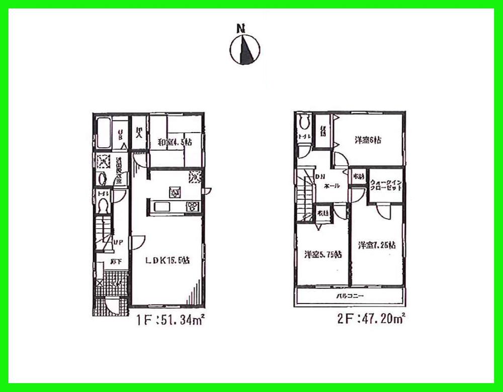 Floor plan. (6 Building), Price 31,800,000 yen, 4LDK, Land area 101.04 sq m , Building area 98.54 sq m