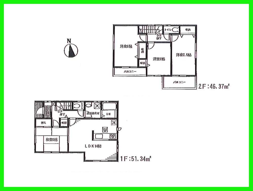 Floor plan. (13 Building), Price 30,800,000 yen, 4LDK, Land area 100.01 sq m , Building area 97.71 sq m