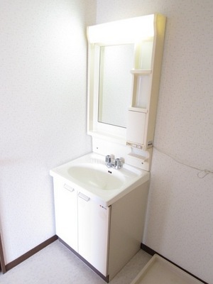 Washroom. Independent wash basin is comfortable in a busy morning