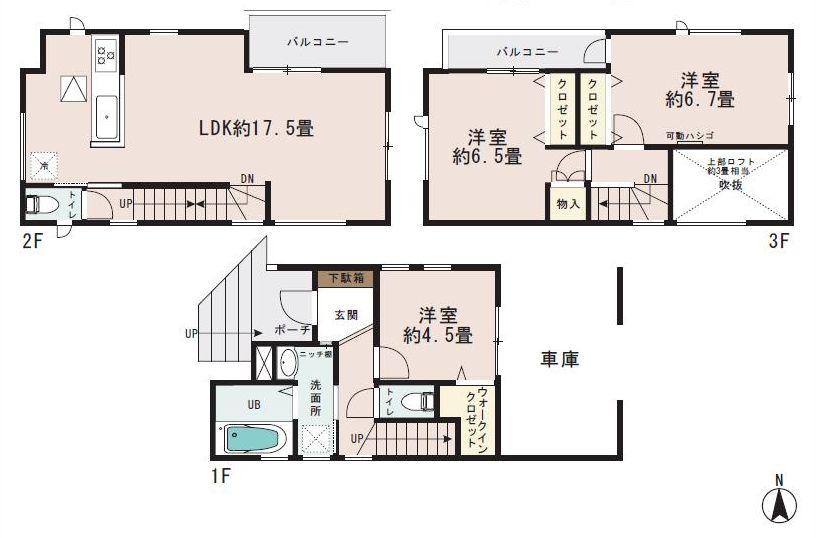 Floor plan. 29,800,000 yen, 3LDK, Land area 63.37 sq m , Building area 100.18 sq m