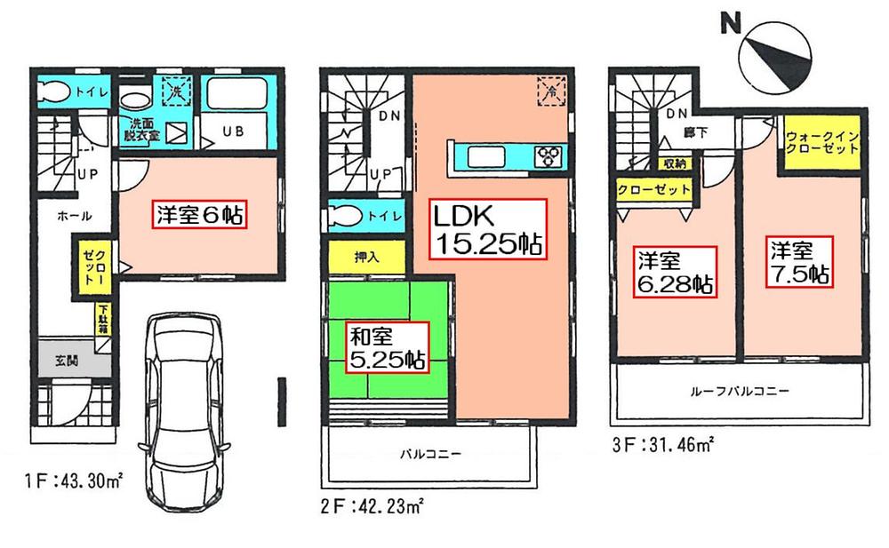 Floor plan. (Building 2), Price 31,800,000 yen, 4LDK, Land area 76.67 sq m , Building area 116.99 sq m