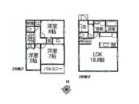 Floor plan. 34,800,000 yen, 3LDK, Land area 104.89 sq m , Building area 86.94 sq m