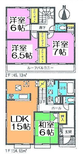 Floor plan. (Building 2), Price 27,800,000 yen, 4LDK, Land area 134.54 sq m , Building area 99.78 sq m