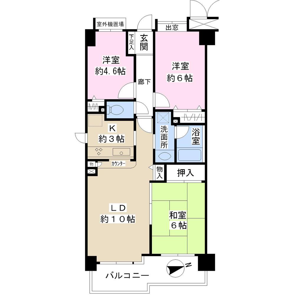 Floor plan. 3LDK, Price 23.8 million yen, Occupied area 63.27 sq m , Balcony area 7.3 sq m