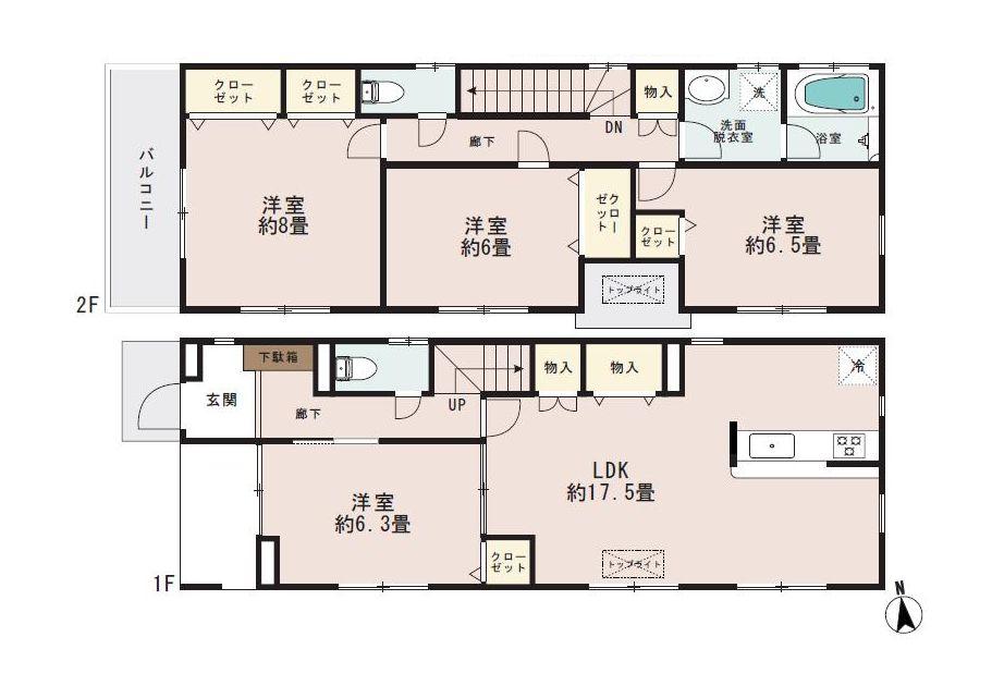 Floor plan. 44,800,000 yen, 4LDK, Land area 100 sq m , Building area 117.58 sq m