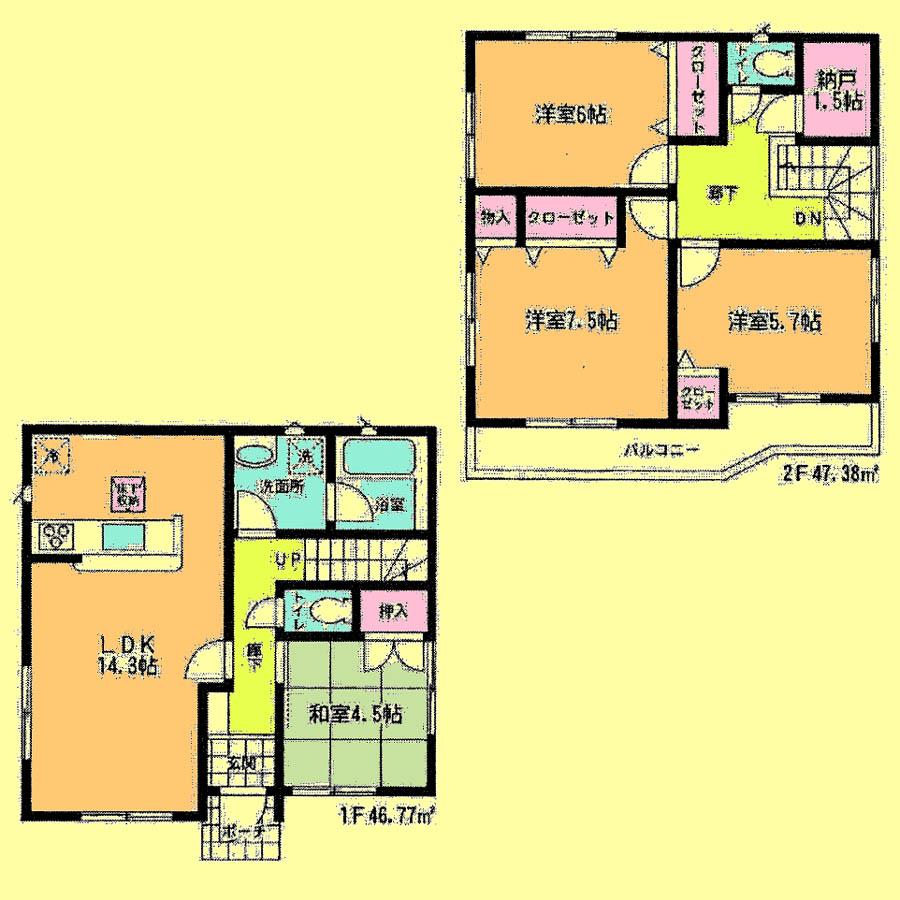 Floor plan. Price 28.8 million yen, 4LDK+S, Land area 110.01 sq m , Building area 94.15 sq m