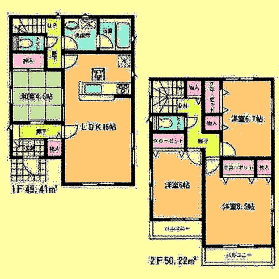 Floor plan. Price 26,800,000 yen, 4LDK, Land area 128.75 sq m , Building area 99.63 sq m
