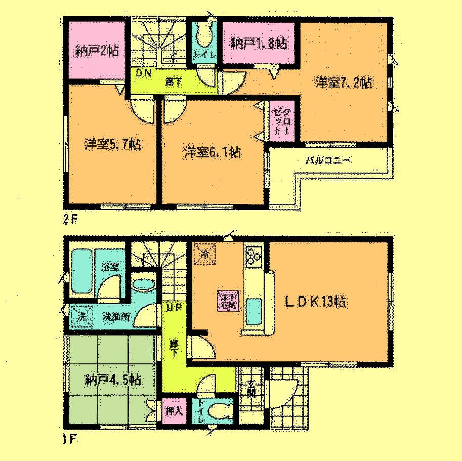 Floor plan. 23.8 million yen, 4LDK + 2S (storeroom), Land area 95.5 sq m , Building area 89.1 sq m located view in addition to this, It will be provided by the hope of design books, such as layout.